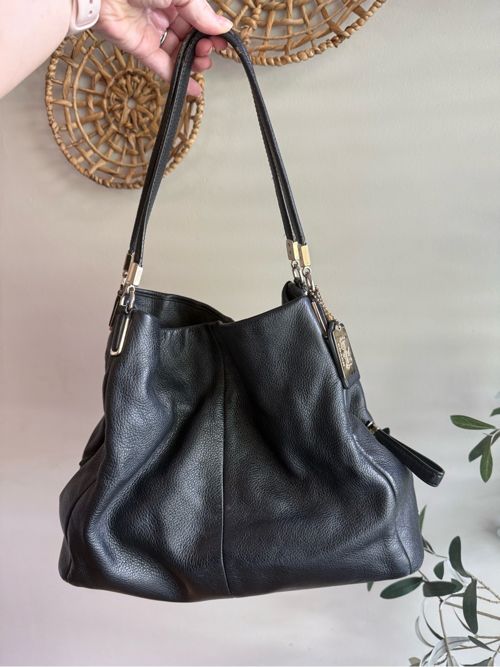 Coach Madison Phoebe in Pebble Black Leather Shoulder
Bag